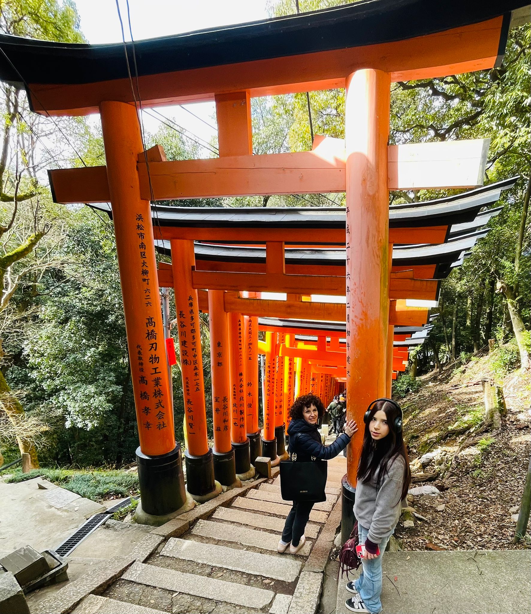 A path through red torii gates in Japan